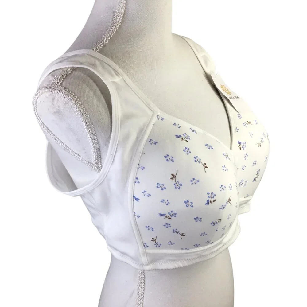Daisy Bra NWT Front Snap Size 6XL Plus Wide Strap Soft Comfort Wireless Floral
